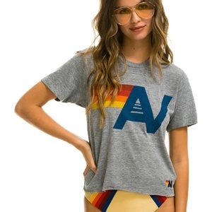 NWT Aviator Nation Logo Boyfriend Tee - Heather Grey